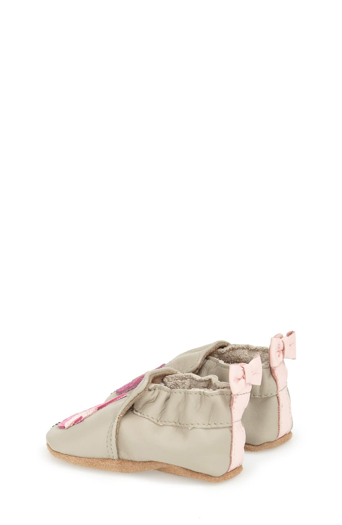 Robeez 'Peaceful Partridge Moccasin' Crib Shoe, Alternate, color, GREY LEATHER