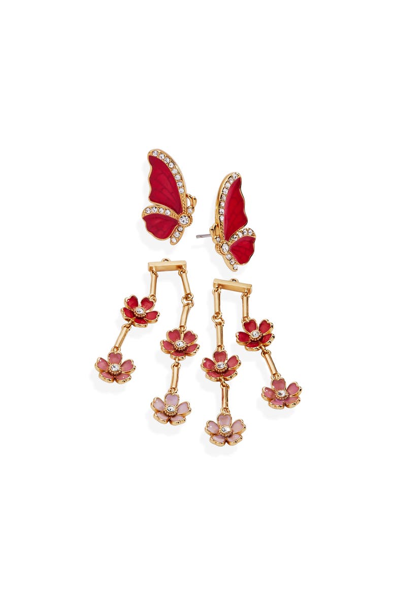New York Botanical Garden® 2-in-1 Butterfly Statement Earrings, Alternate, color, Pink