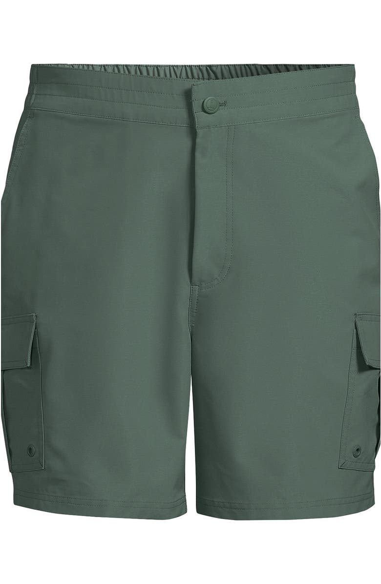 Lands' End 7" Quick Dry Cargo Swim Short, Alternate, color, Eucalyptus