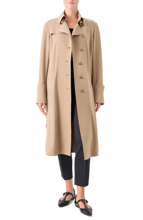 Laser Cut Technical Crepe Trench Coat