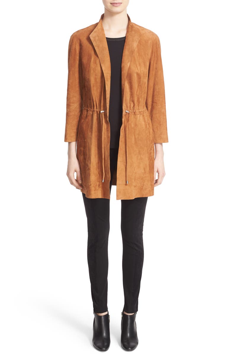 Lafayette 148 New York Vangeline Suede Tie Waist Coat, Main, color,