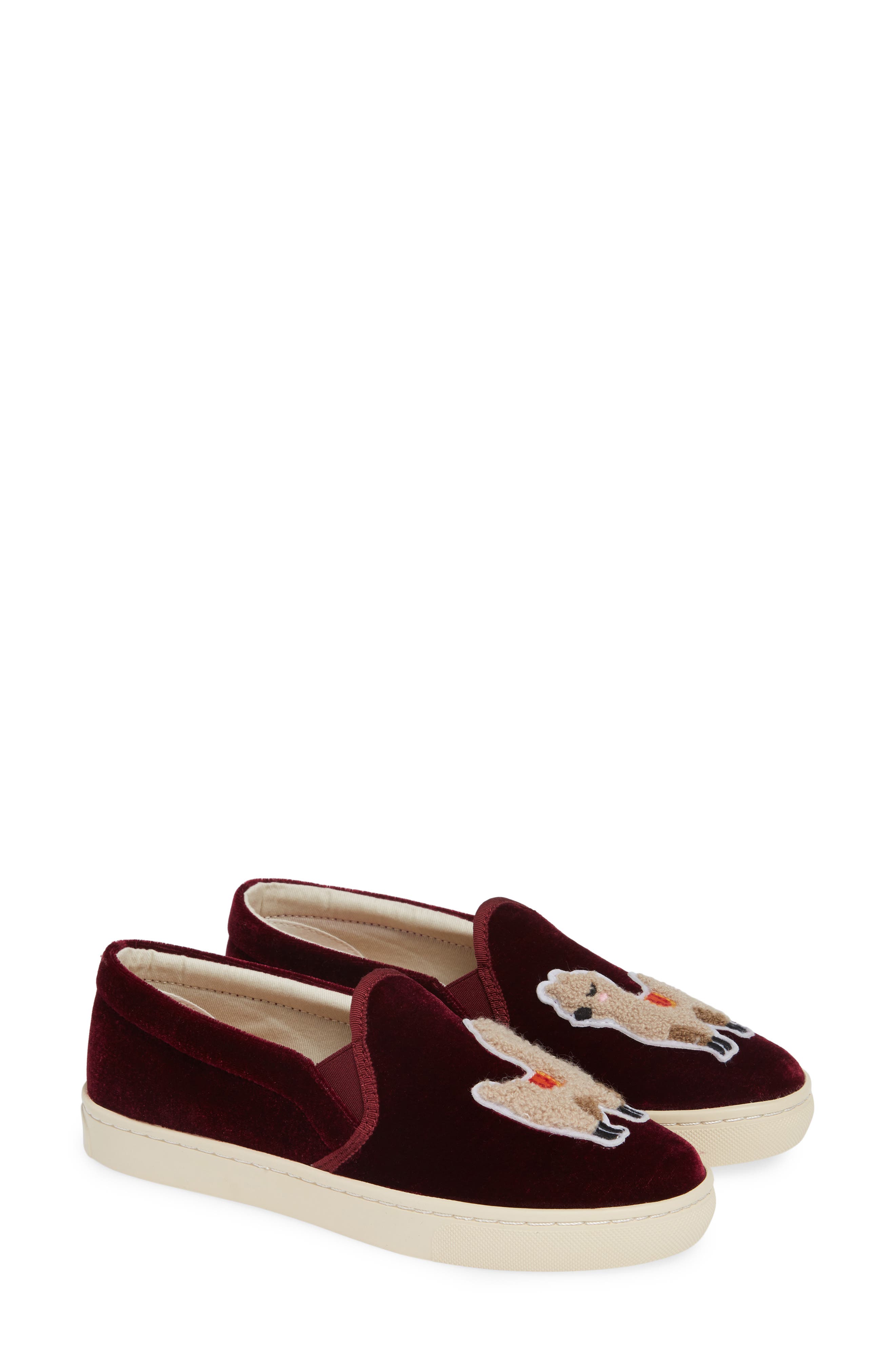 Velvet Llama Sneaker, Main, color, SANGRIA