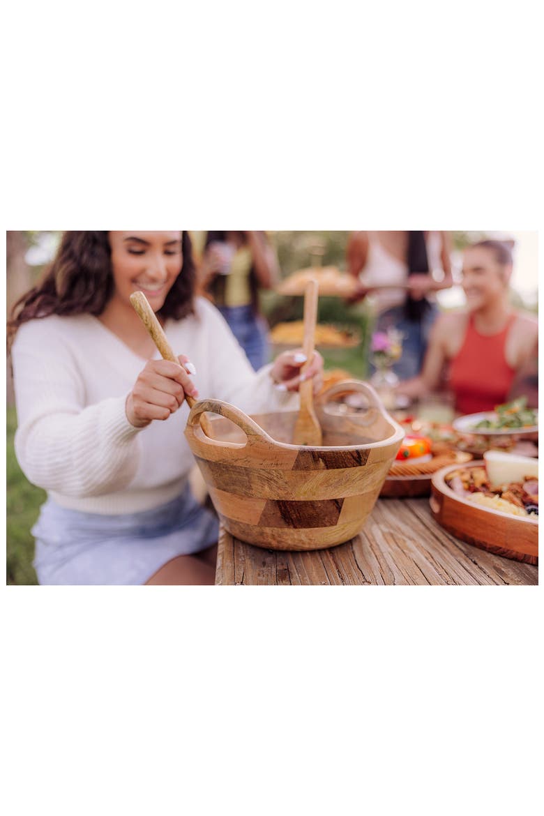 Ciotola Wood Salad Bowl & Servers, Alternate, color, BROWN