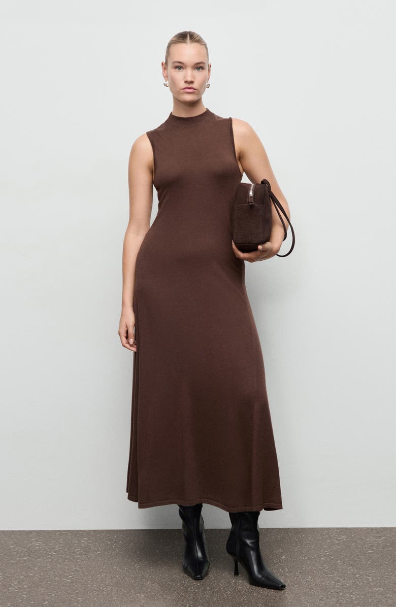 MANGO Sleeveless A-Line Dress, Alternate, color, Chocolate