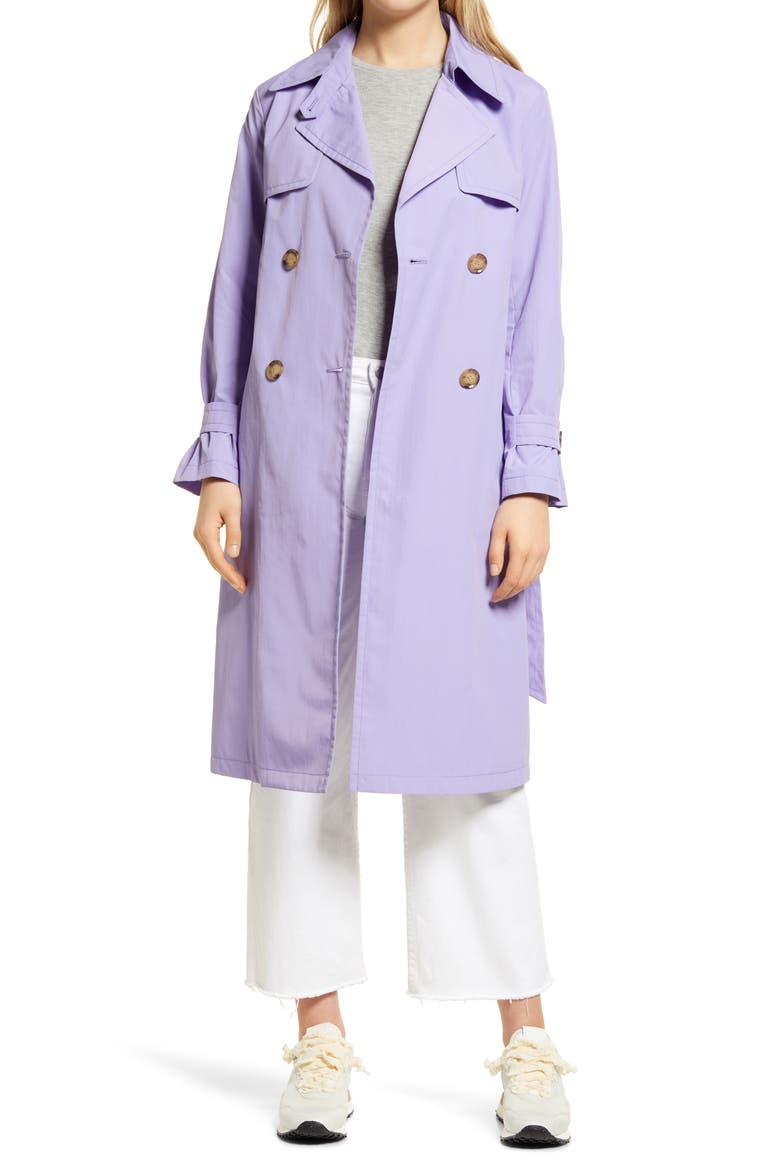 Double Breasted Nylon Trench Coat, Alternate, color, LAVENDER