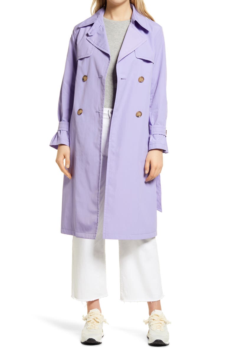 Sam Edelman Double Breasted Nylon Trench Coat, Alternate, color,