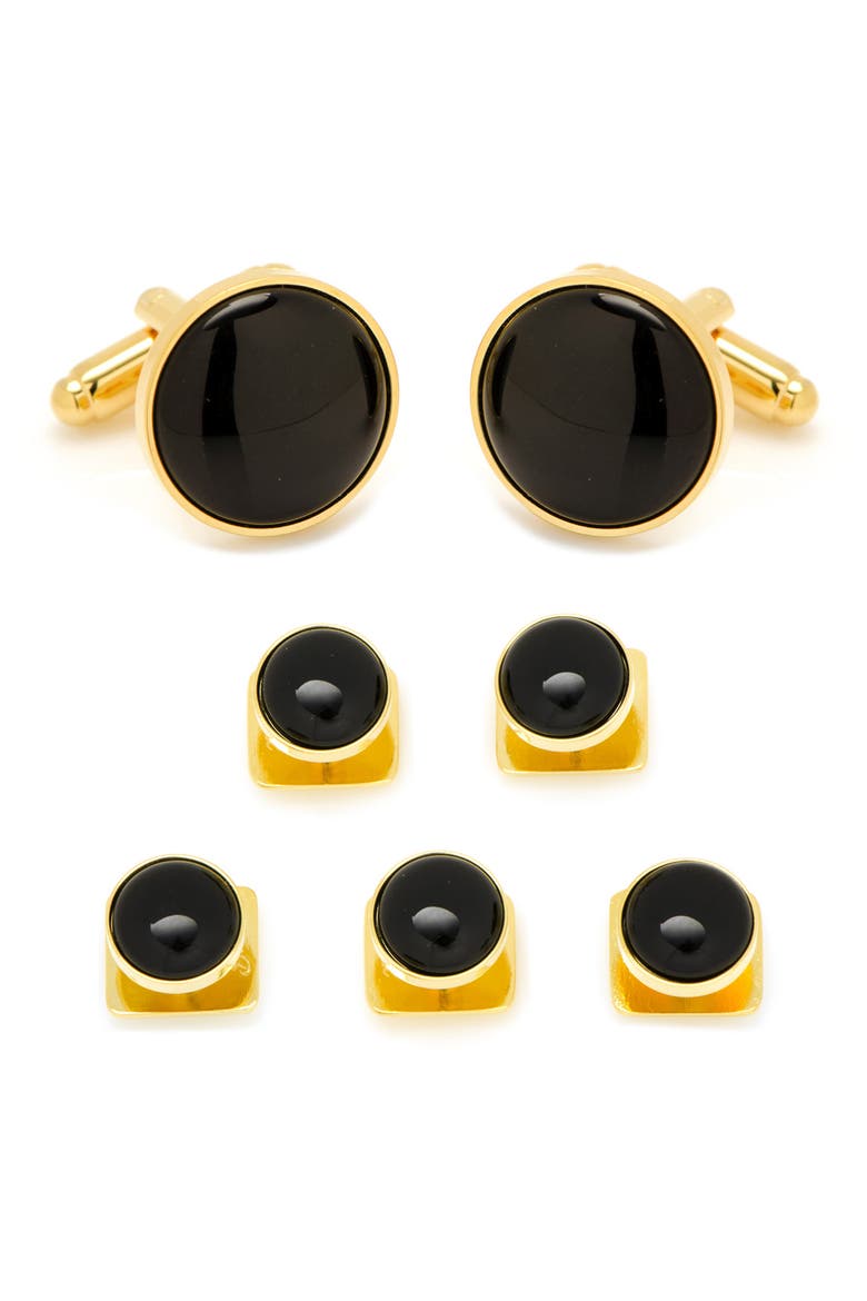 Onyx Cuff Link & Stud Set, Main, color, BLACK