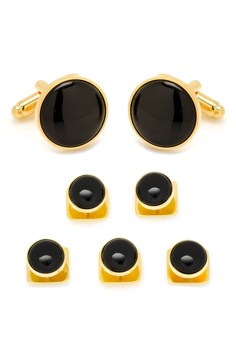 Cufflinks, Inc. Onyx Cuff Link & Stud Set, Main, color, Black