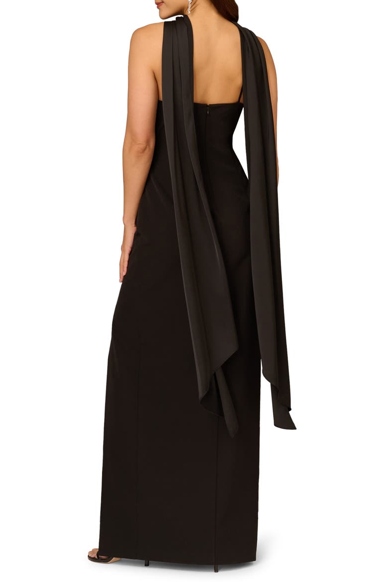 Bonded Crepe Gown, Alternate, color, BLACK