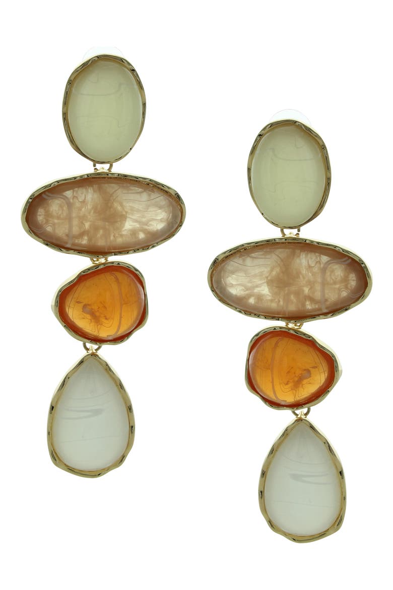 Stepping Stone Drop Earrings, Main, color, GOLD / ORANGE / WHITE