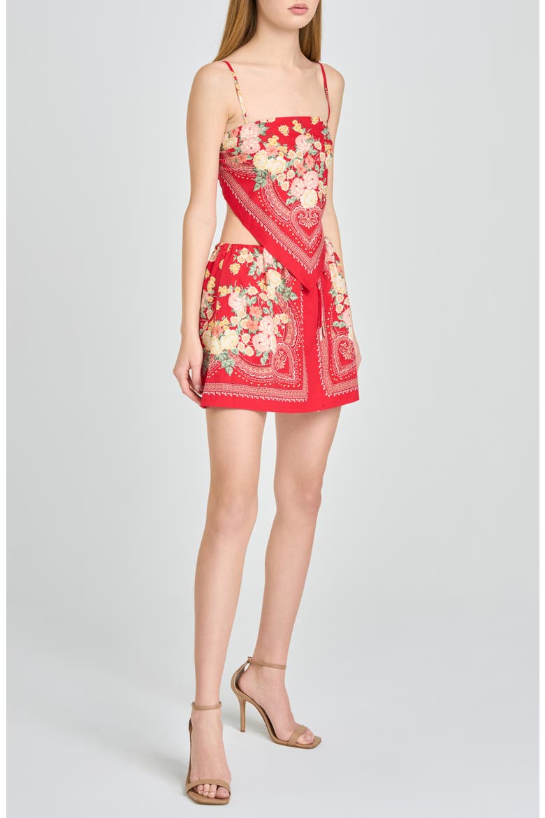 Luna Scarf Print Miniskirt, Alternate, color, RED SCARF