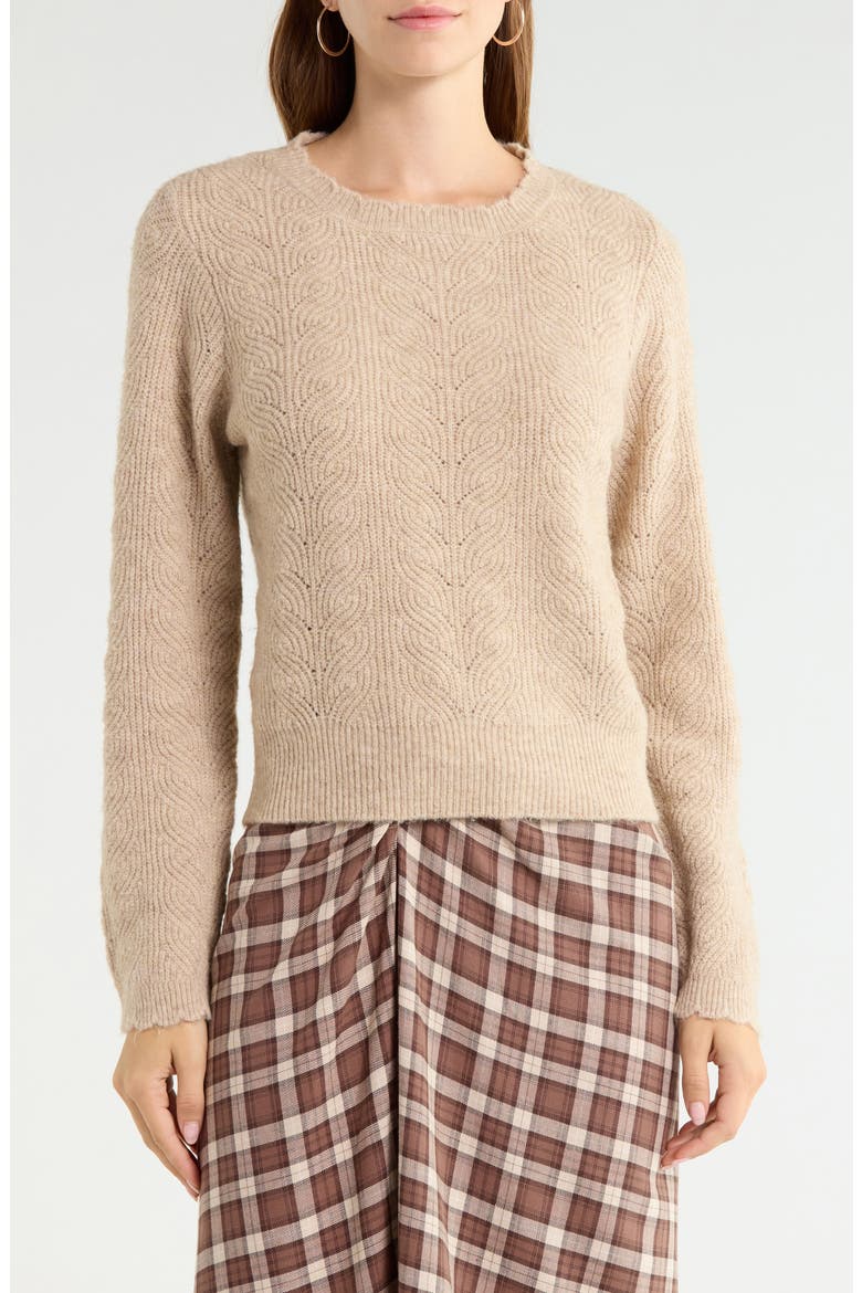Rumi Pointelle Sweater, Main, color, OAT MELANGE