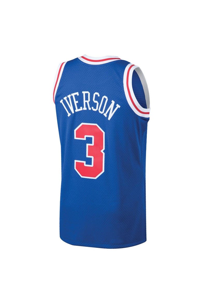 Men's Mitchell & Ness Allen Iverson Royal Philadelphia 76ers 1996/97 Hardwood Classics Throwback Swingman Jersey, Main, color, Royal