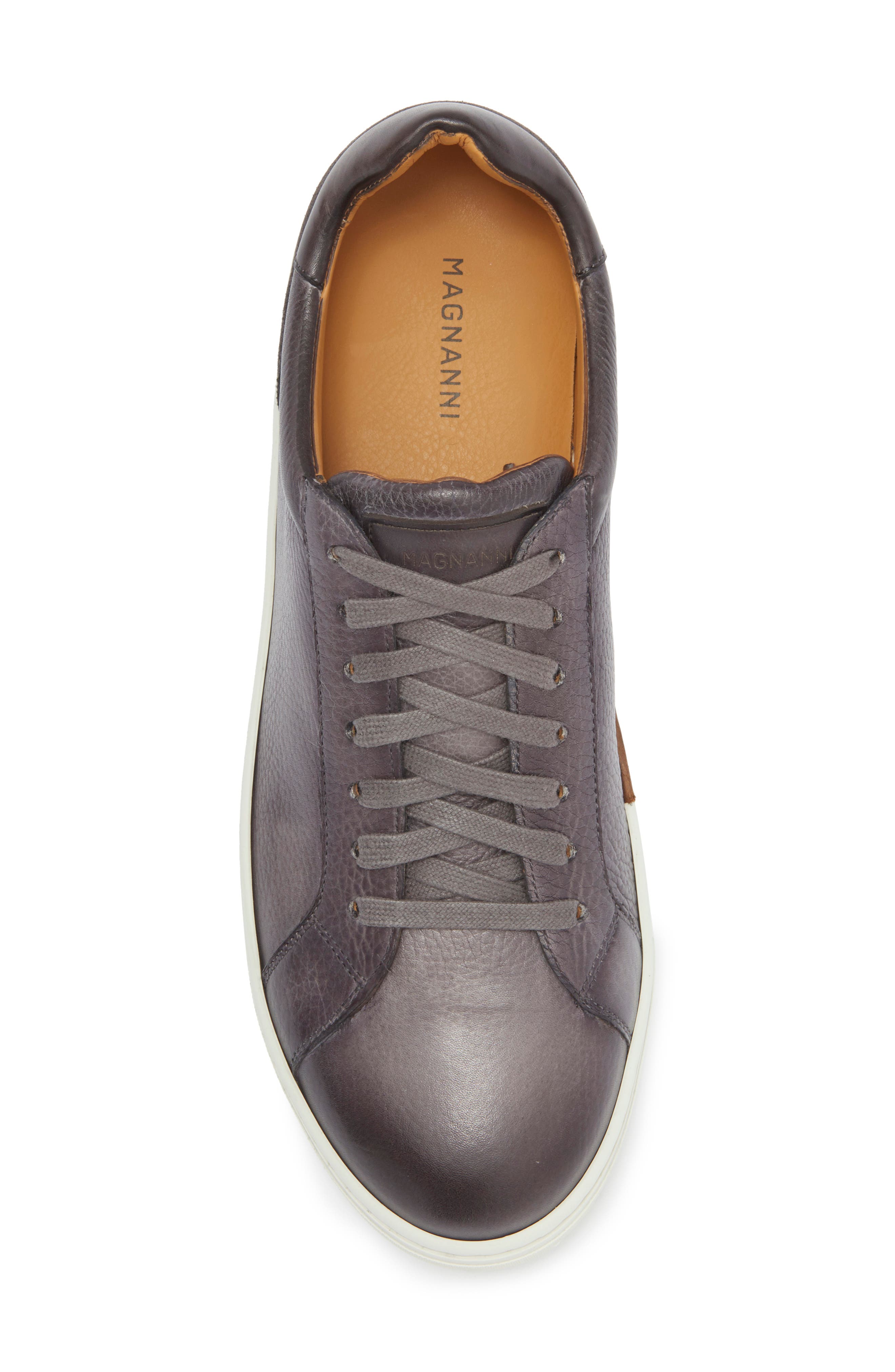 Grey Leather Sneaker, Alternate, color, GREY
