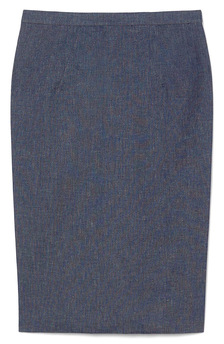Marina Rinaldi Ottanta Cotton Blend Skirt, Alternate, color, Blue Jeans