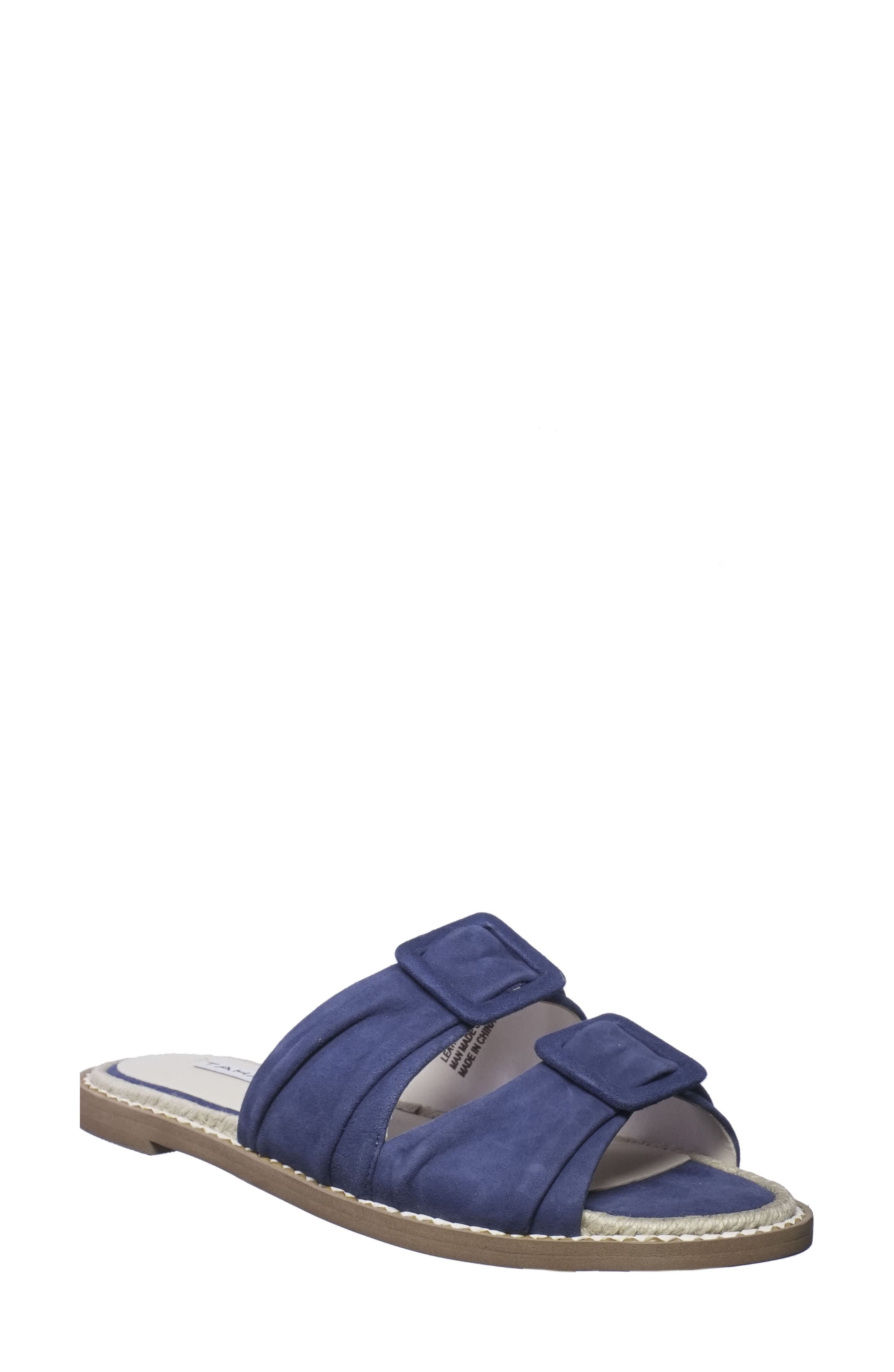 Tahari Calandra Slide Sandal, Main, color, VIVID BLUE SUEDE