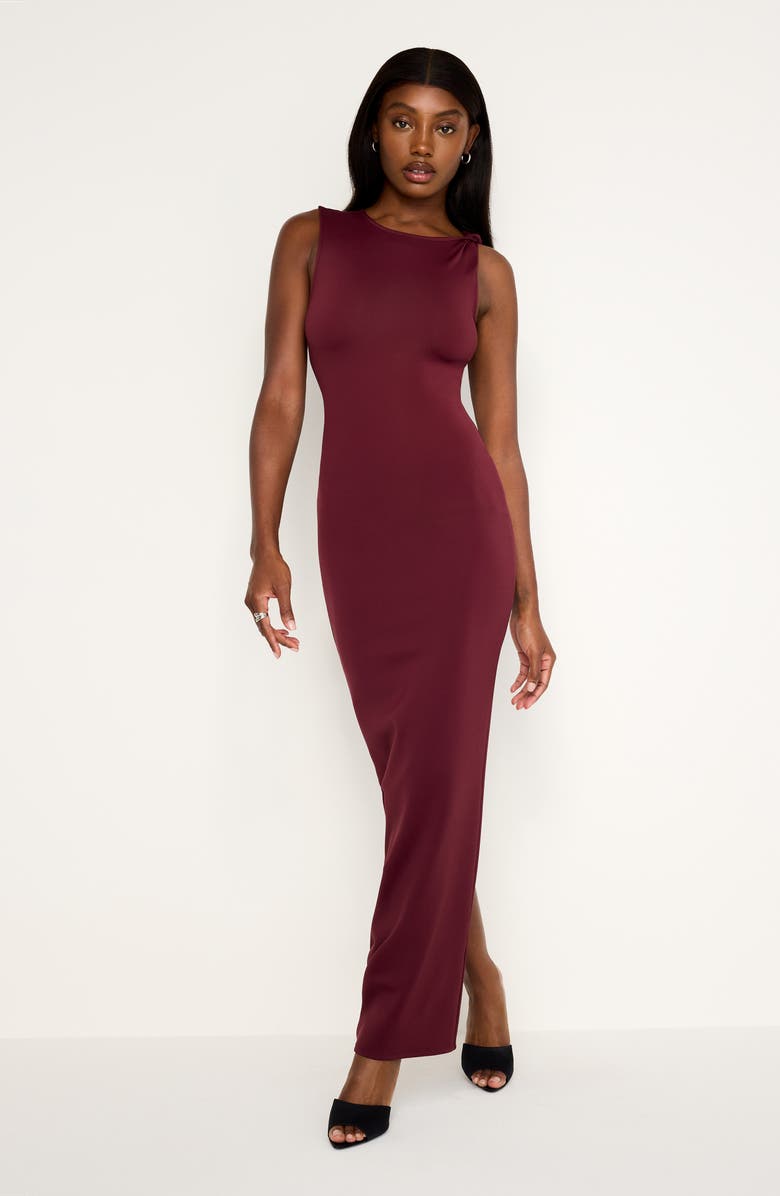 Good American Sculpting Twist Tank Maxi Dress, Alternate, color, Oxblood002