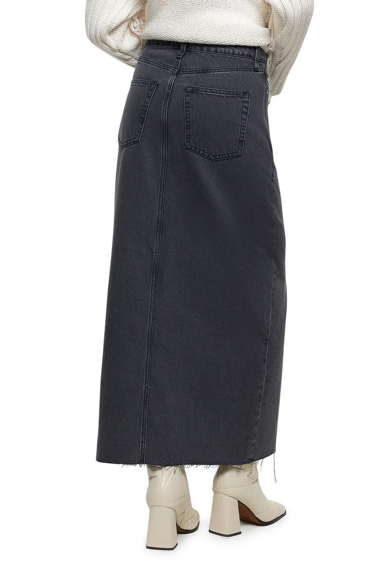 Front Slit Denim Maxi Skirt, Alternate, color, GREY