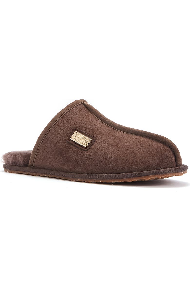 Australia Luxe Collective Twinface Sheepskin Genuine Shearling Lined Scuff Slipper, Main, color, Burnt