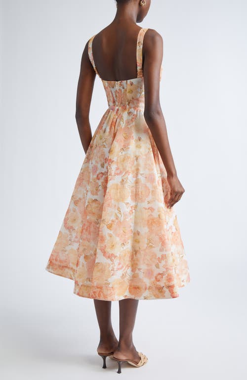 Zimmermann Womens Golden Bloom Rebellion Drape Linen And Silk Midi Dress In Orange