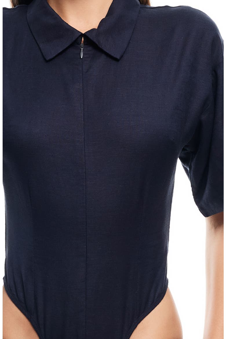 Azure Linen Blend Bodysuit, Alternate, color, NAVY