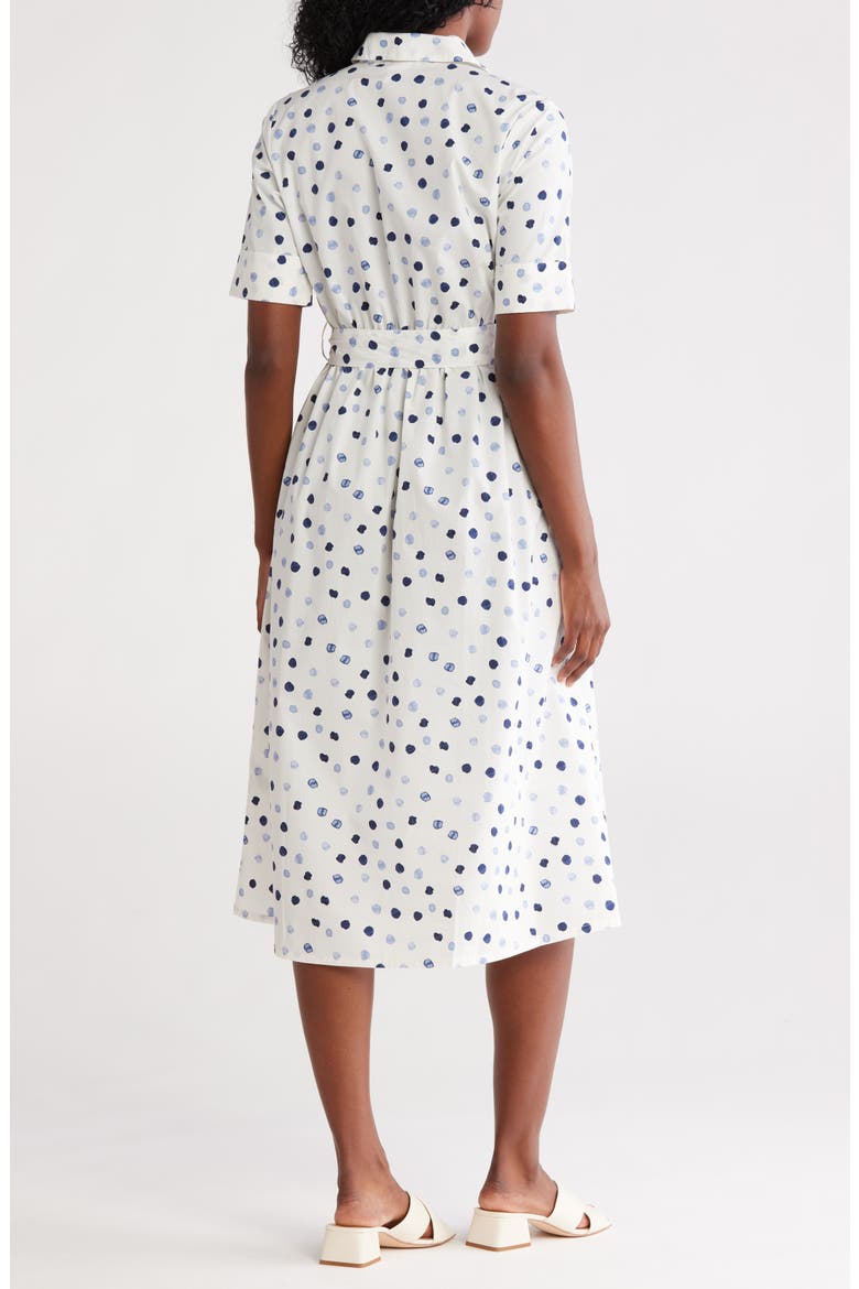 Tie Waist Cotton Shirtdress, Alternate, color, SILVER CLOUD/TWILIGHT