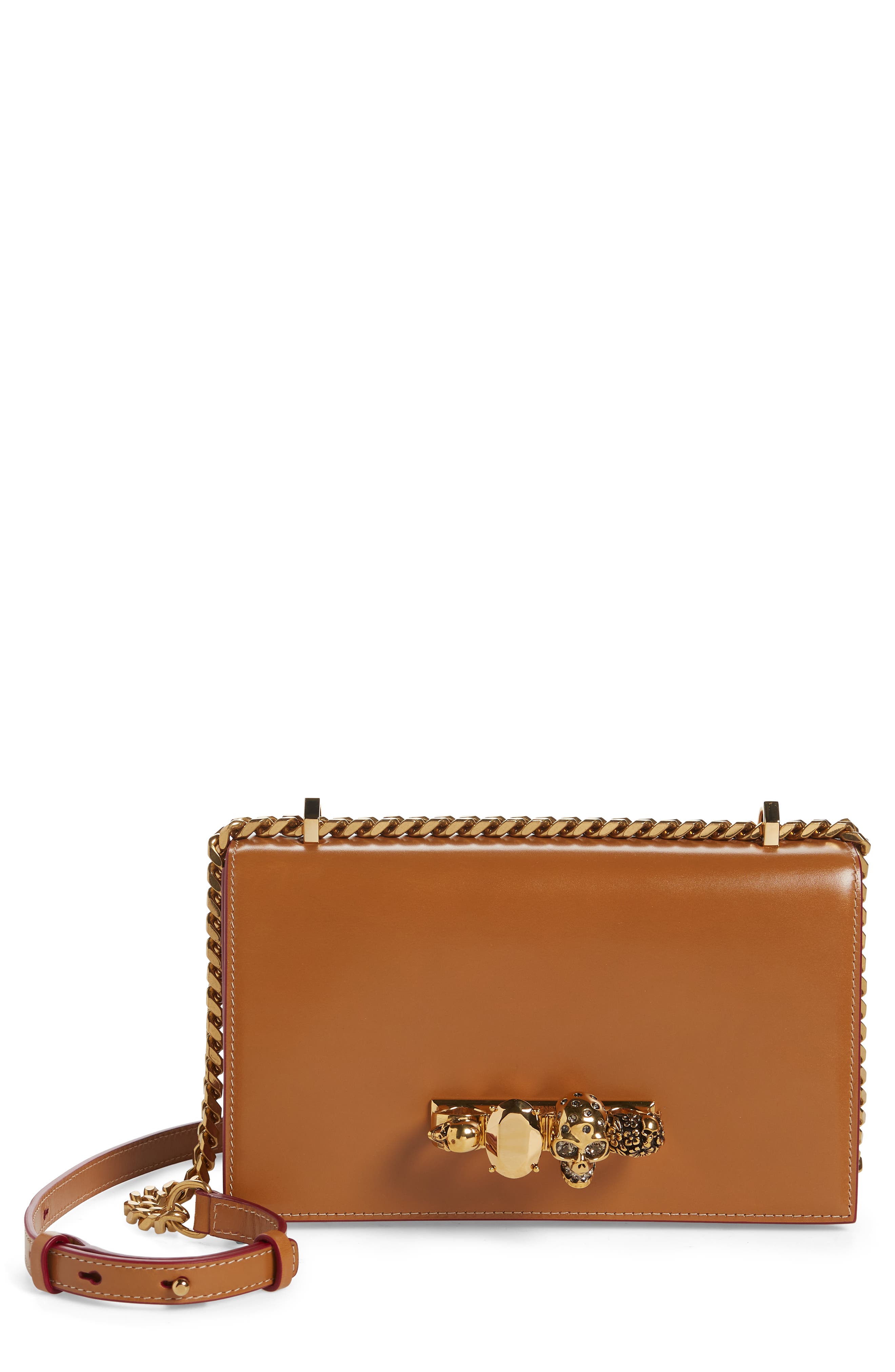 McQueen Jeweled Leather Satchel, Main, color, 