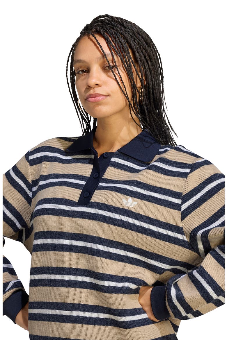 Stripe Brushed Knit Polo, Alternate, color, KHAKI THREE