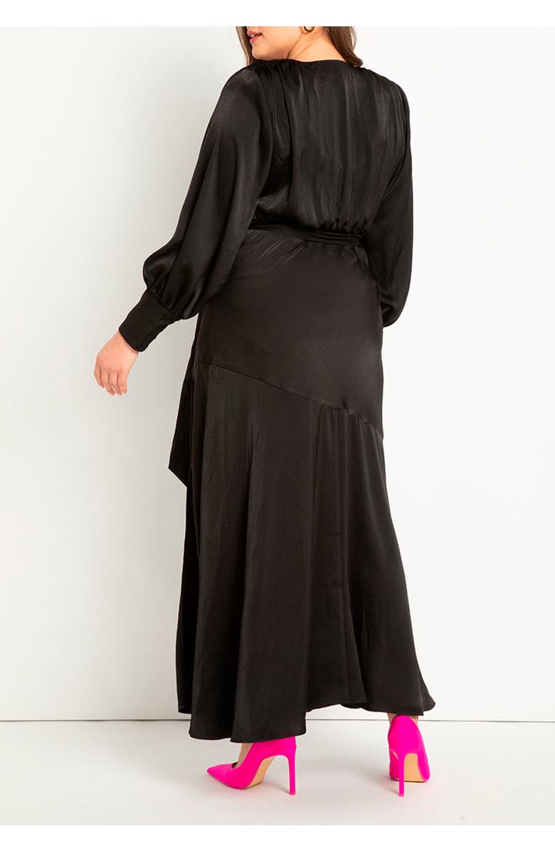 ELOQUII Satin Maxi Dress, Alternate, color, Black Onyx