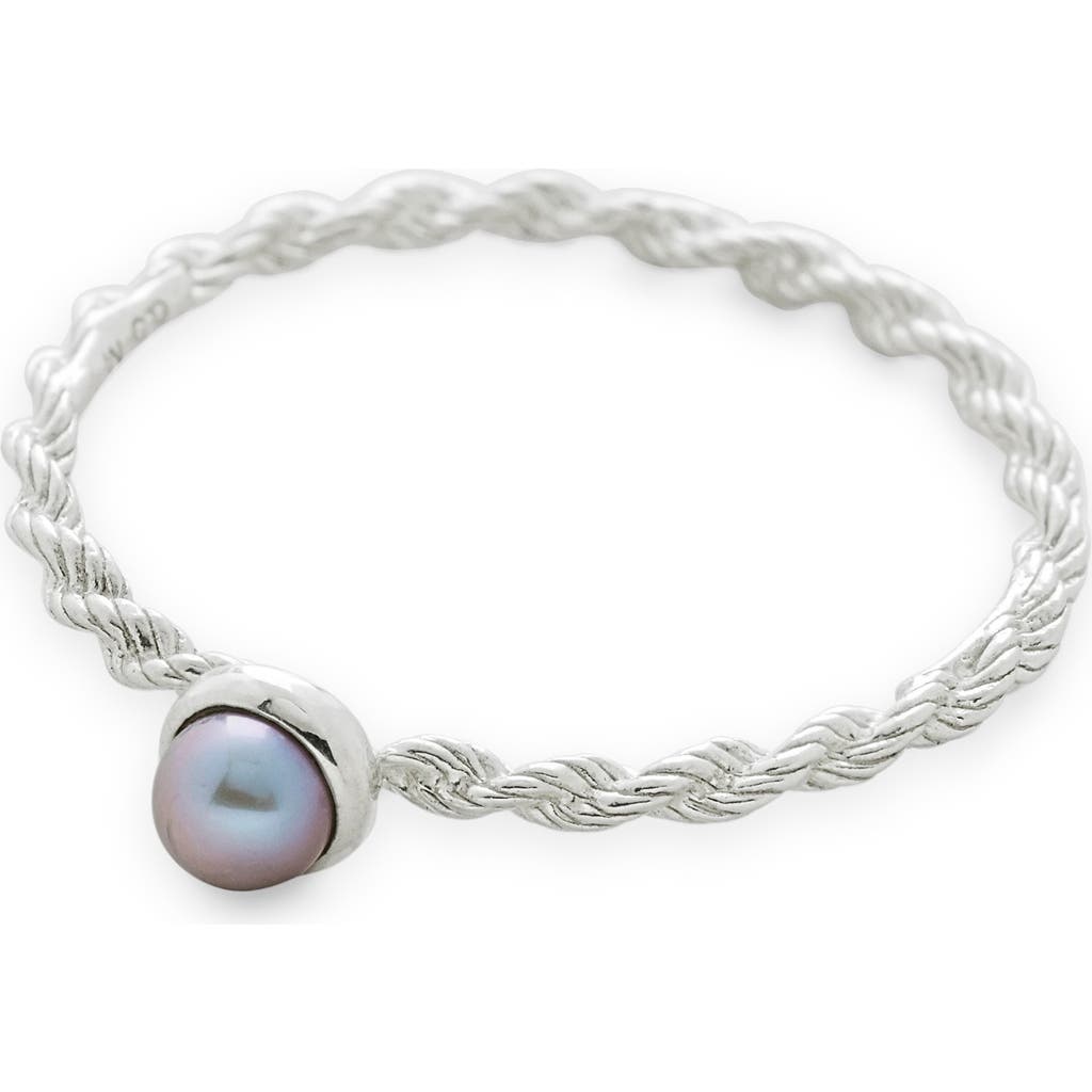 Monica Vinader Corda Skinny Recycled Sterling Silver And Pearl Ring In Silver