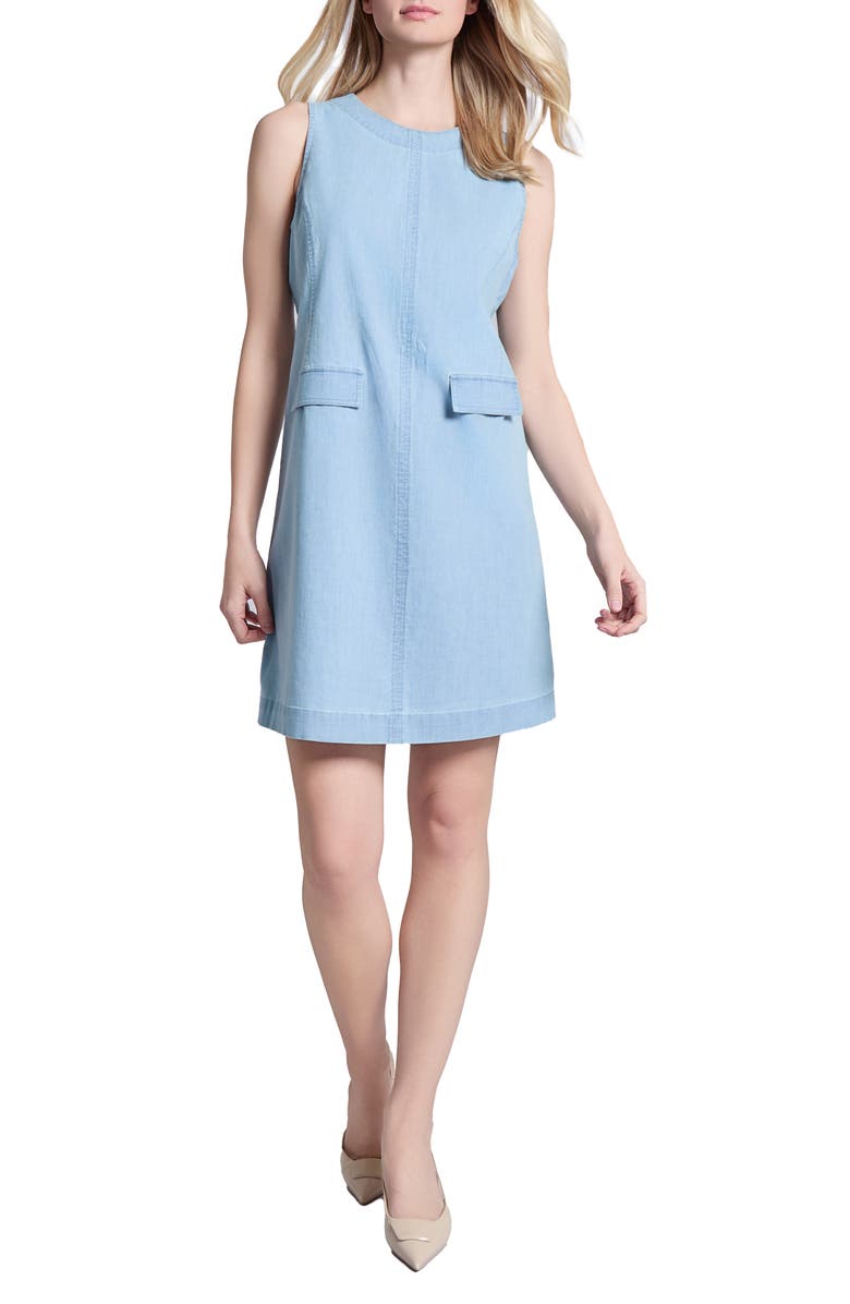 Jones New York Sleeveless Denim Shift Dress, Main, color, 