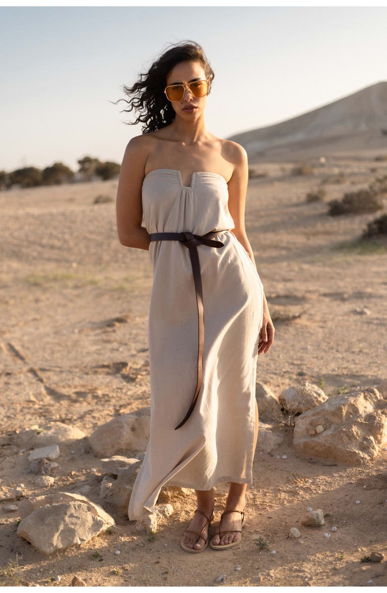 Gottex Beach Life Terra Bandeau U Wire Midi Dress Cover-Up, Alternate, color, Natural