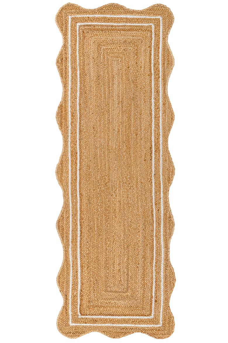 Seaside Cottage Scallop Edge Jute Area Rug, Alternate, color, Natural/White