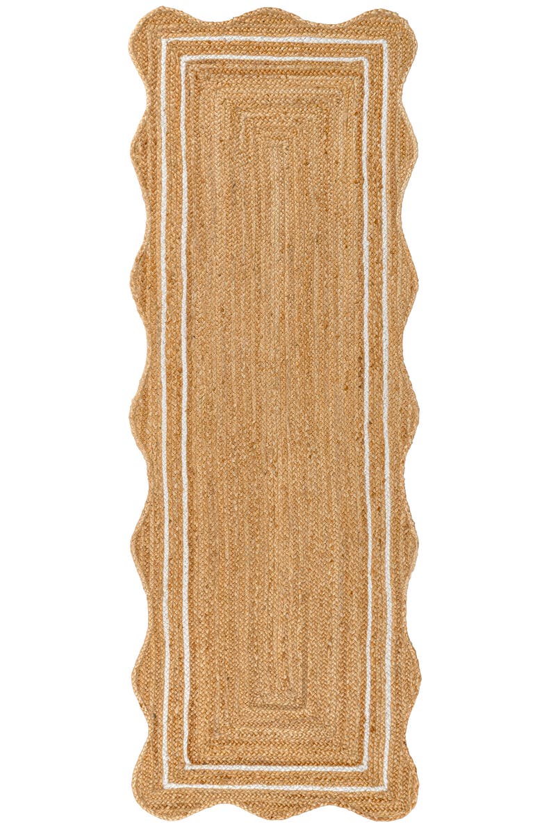 JONATHAN Y Seaside Cottage Scallop Edge Jute Area Rug, Alternate, color, Natural/White