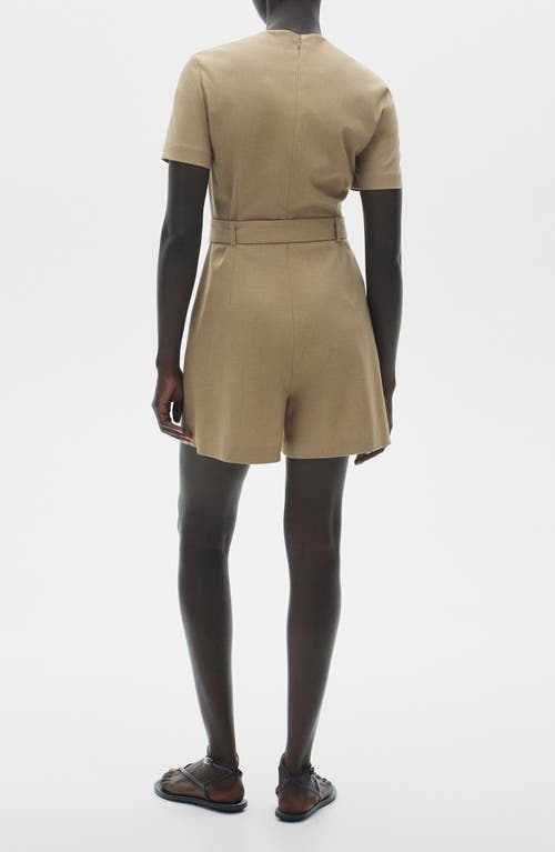 Mango Belt Short Jumpsuit Beige In Beige
