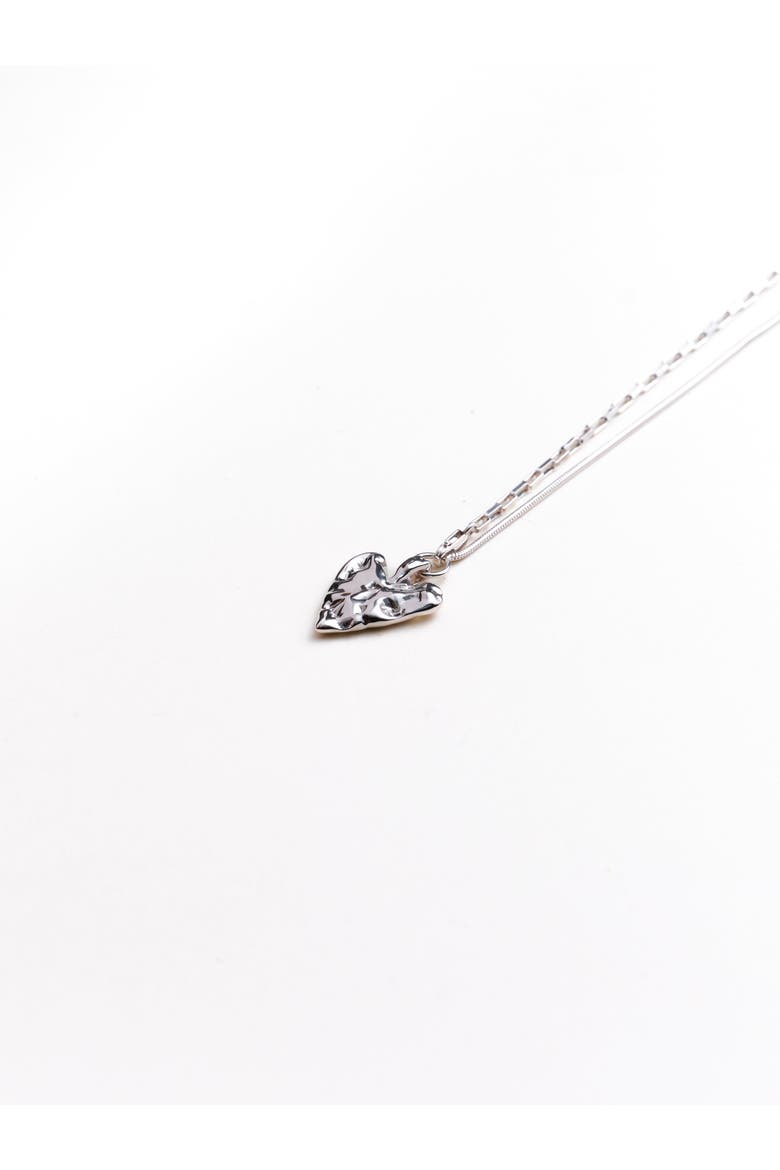 Jessie Beaten Heart Necklace, Main, color, Recycled Sterling Silver