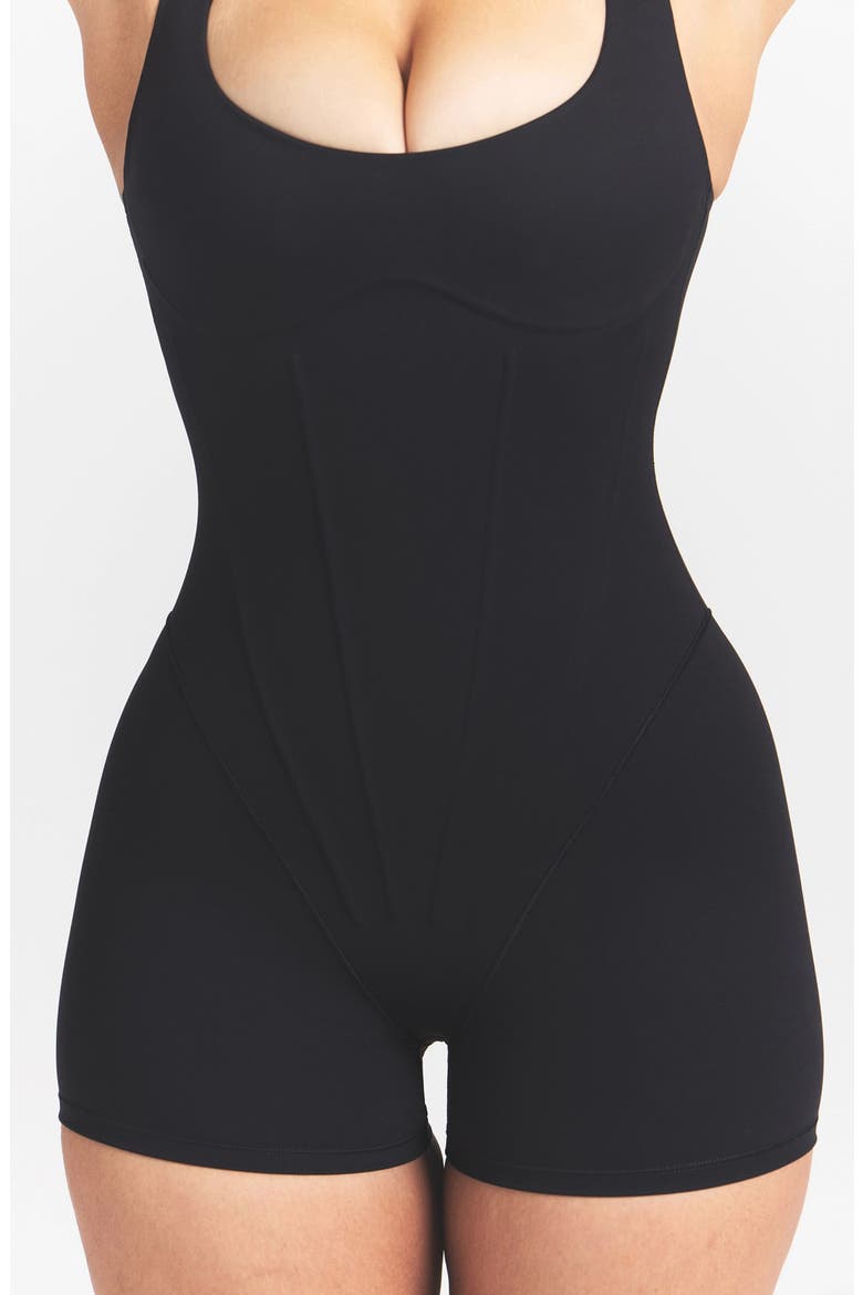 Matte Corset Bodysuit, Alternate, color, NSKM OBSIDIAN