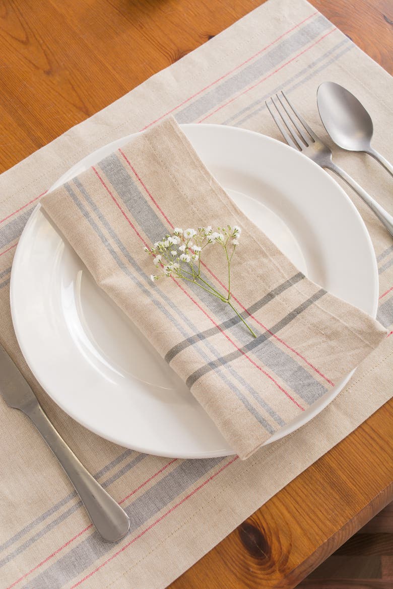 French Stripe Placemat Set/6, Alternate, color, Gray
