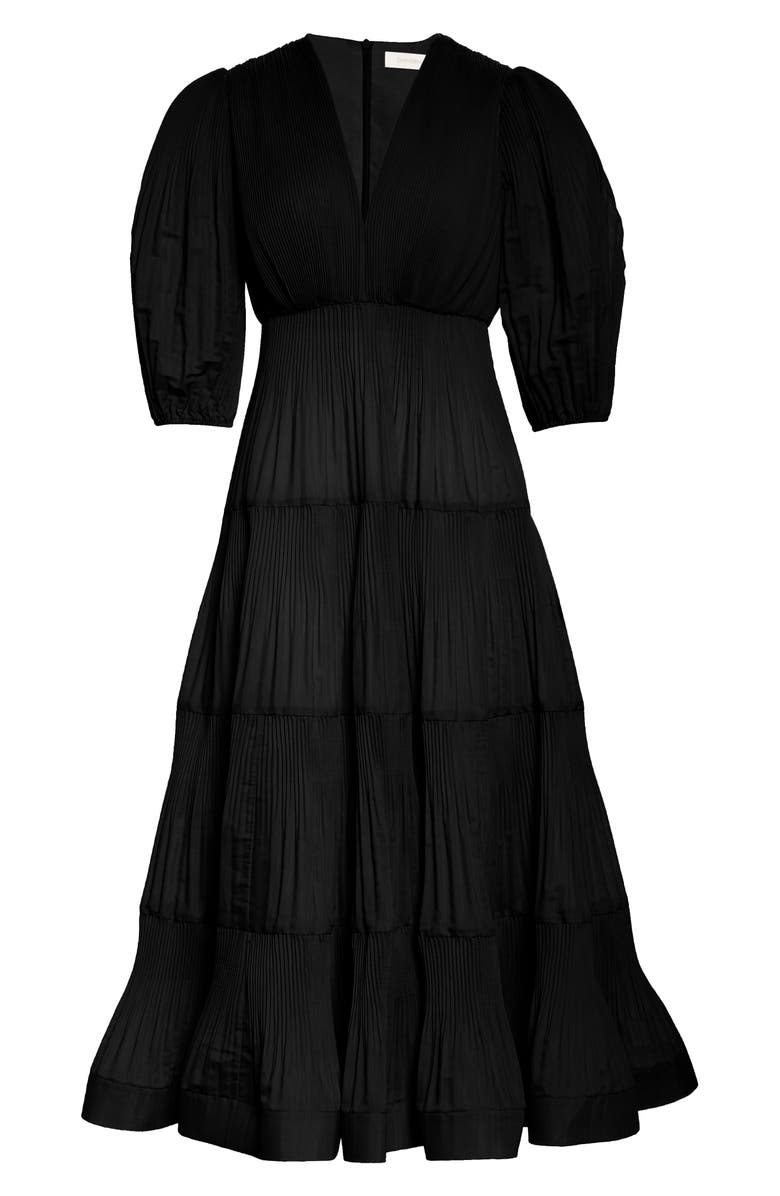 Zimmermann Pleated Balloon Sleeve Tiered Dress, Alternate, color, 