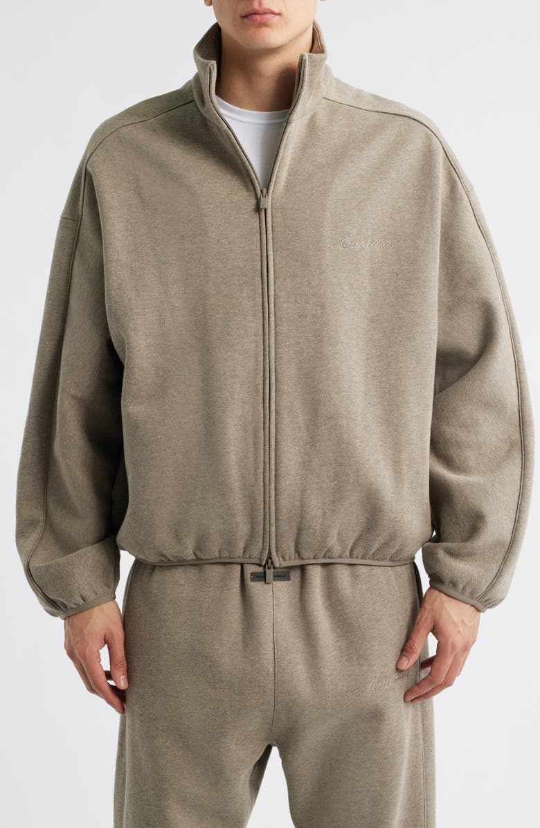 Fear of God Essentials Modern Fit Fleece Track Jacket, Alternate, color, Homestead Heather