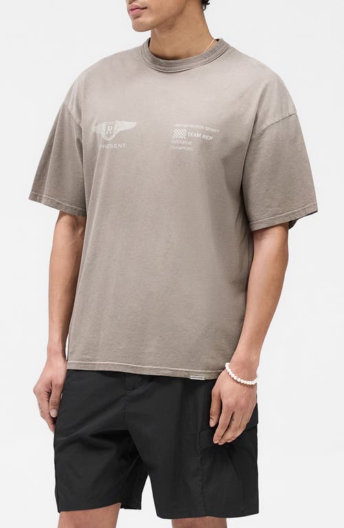 Represent Team Oversized Fit Graphic Logo Tee In Dark Taupe