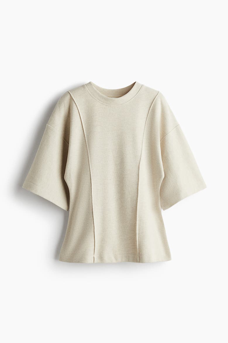 Loose-fit Fine-knit Top, Alternate, color, Light beige melange