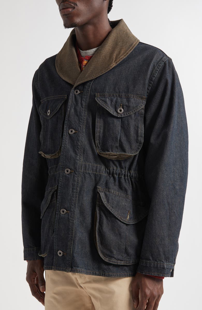 Double RL Shawl Collar Cotton & Linen Blend Denim Jacket, Alternate, color, Vintage Indigo