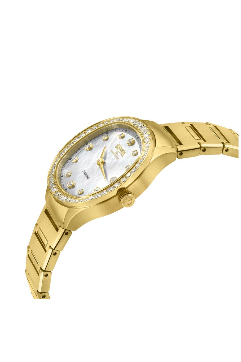 Lugano Crystal Mother-of-Pearl Dial Bracelet Watch, 30mm x 36mm, Alternate, color, GOLD