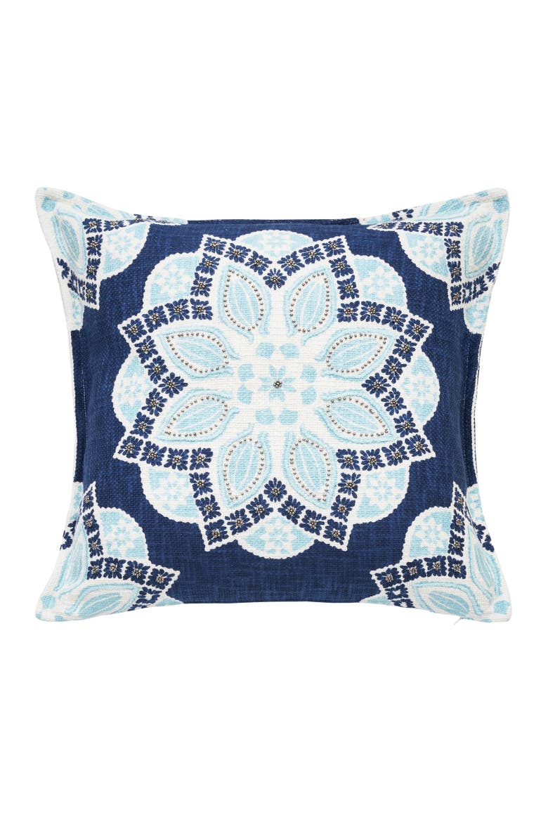 Mary Geometric Medallion Cotton Decorative Throw Pillow, Main, color, Blue