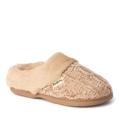 DEARFOAMS Claire Cable Knit Chenille Clog Slipper in Latte 