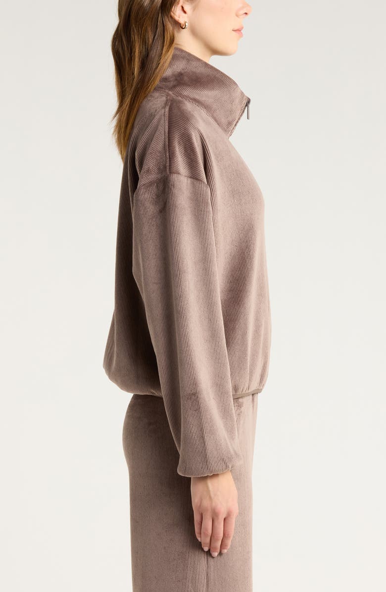 Zella Plush Rib Jacket, Alternate, color, Brown Quartz