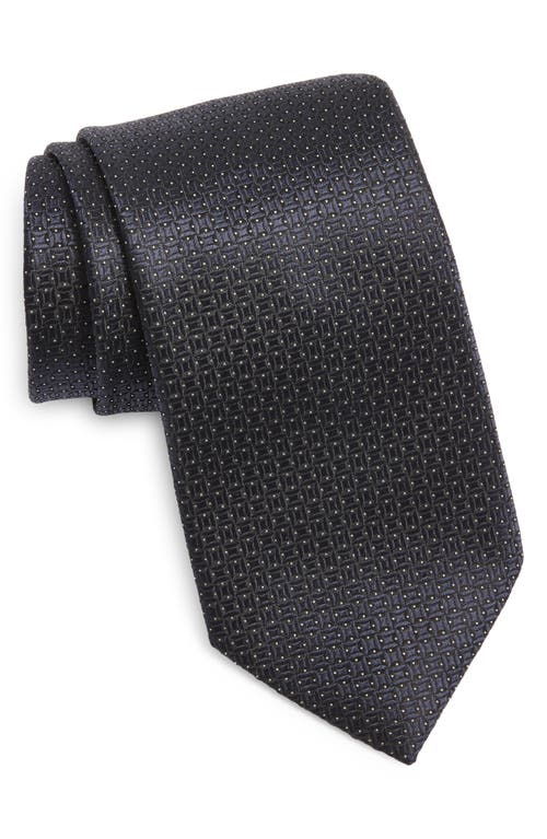 ZEGNA TIES Fili Geometric Jacquard Mulberry Silk Tie in Navy  product