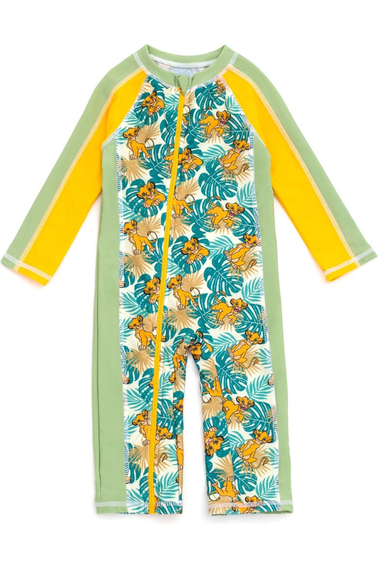 Lion King Simba 2-Piece Swimwear Sunsuit and Hat Set, Alternate, color, Simba Ivory Green