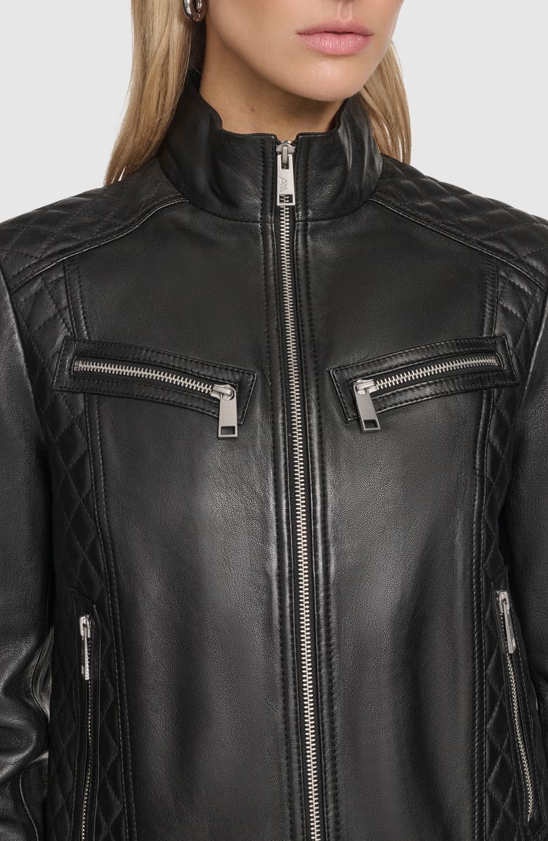 Andrew Marc Mikel Racer Leather Jacket, Alternate, color, Black